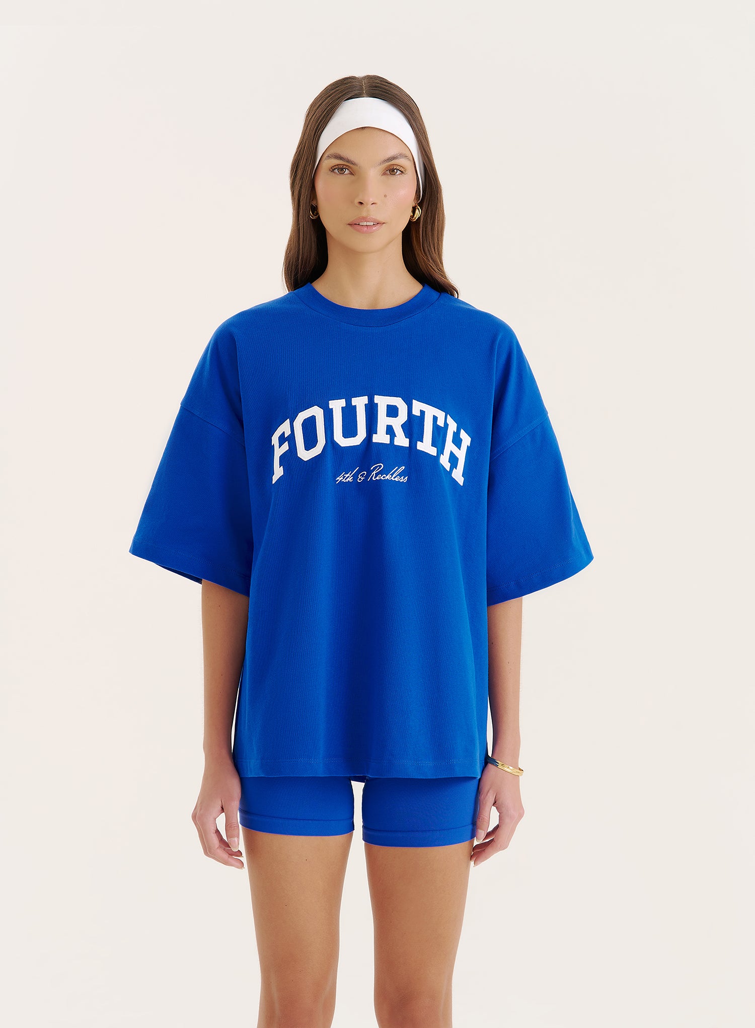 Blue Fourth Branded Oversized T-Shirt